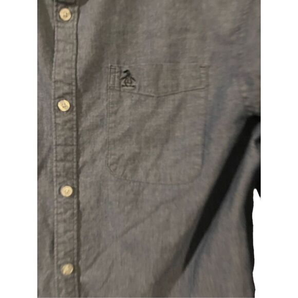 Penguin Men's Brown Long-Sleeve Mock Neck Button-Down Shirt Large - Picture 2 of 14